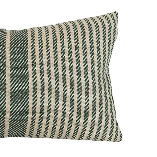 Green Woven Stripe Indoor/Outdoor Pillow