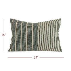 Green Woven Stripe Indoor/Outdoor Pillow