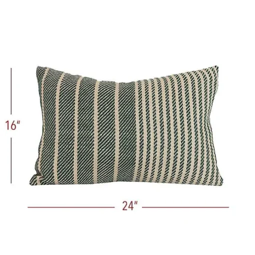 Green Woven Stripe Indoor/Outdoor Pillow