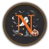 Halloween Monogram N Brown Framed Wall Plaque
