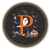 Halloween Monogram P Brown Framed Wall Plaque