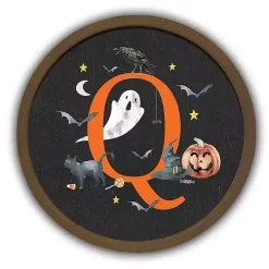 Halloween Monogram Q Brown Framed Wall Plaque