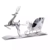Hammered Metal Reindeer with Sleigh Decoration