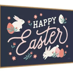 Happy Easter Bunnies Framed Canvas Art Print