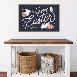 Happy Easter Bunnies Framed Canvas Art Print