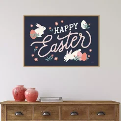 Happy Easter Bunnies Framed Canvas Art Print