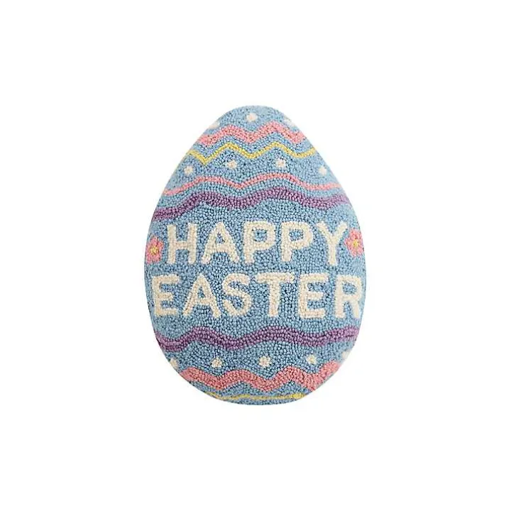 Happy Easter Egg Shaped Decorative Throw Pillow