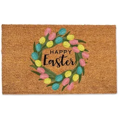 Happy Easter Egg Wreath Doormat