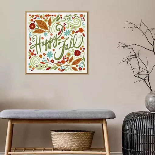 Happy Fall Foliage Swirls Framed Wall Art