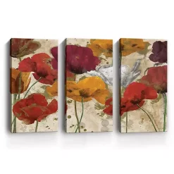 Happy Flowers Canvas Art Prints, Set of 3