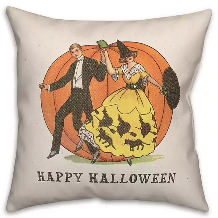 Happy Halloween Linen Throw Pillow