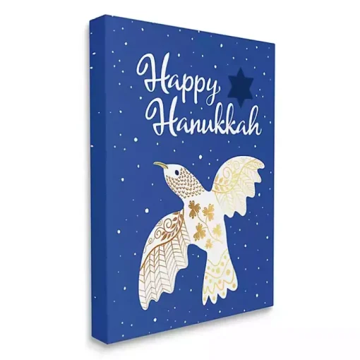 Happy Hanukkah Dove Canvas Art Print