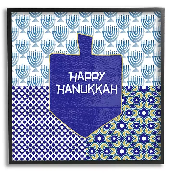 Happy Hanukkah Patterned Wall Plaque