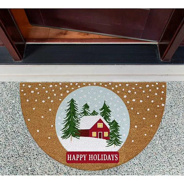 Happy Holidays Half Circle Coir Doormat