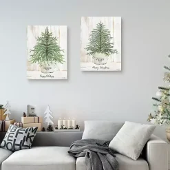 Happy Holidays Merry Christmas Trees 2-pc. Art Set