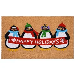 Happy Holidays Penguins Doormat