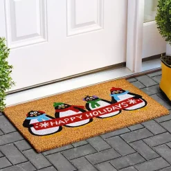 Happy Holidays Penguins Doormat