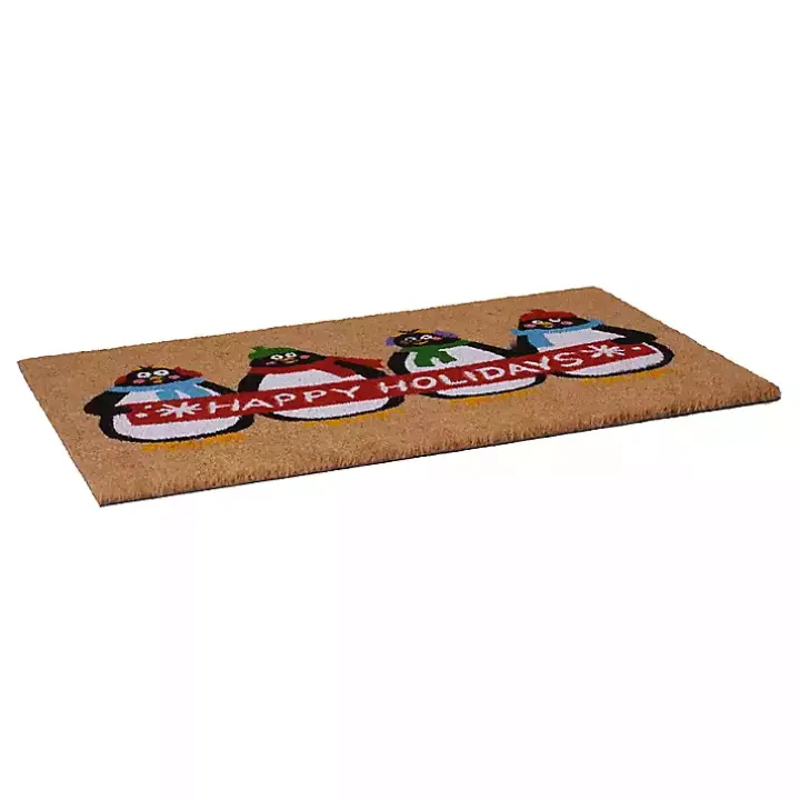 Happy Holidays Penguins Doormat