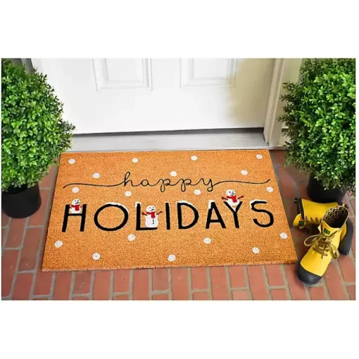 Happy Holidays Snowmen Doormat