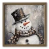 Happy Painterly Snowman Framed Art Print