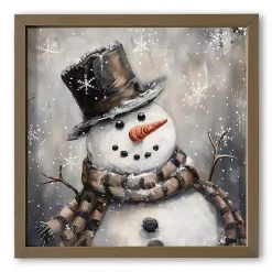 Happy Painterly Snowman Framed Art Print