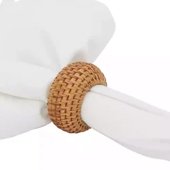 Hazelnut Woven Rattan Napkin Rings, Set of 4