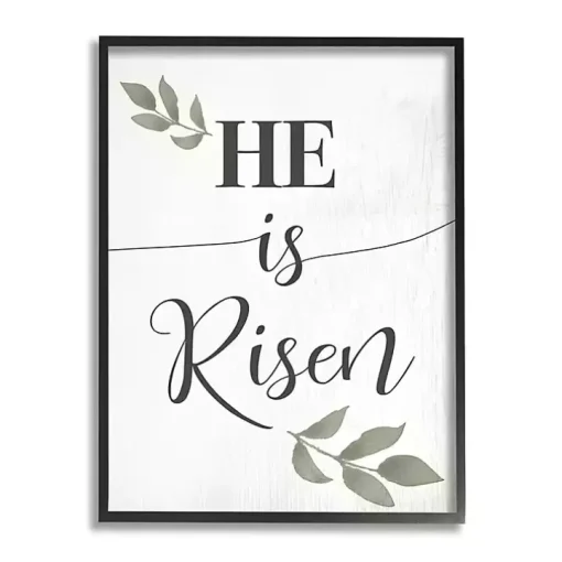 He Is Risen Leaves Framed Easter Wall Art