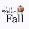 Hello Fall Pumpkin Typography Framed Wall Art