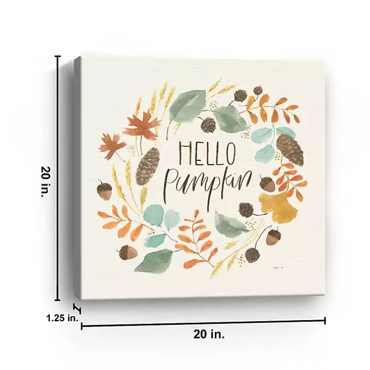 Hello Fall Wreath Harvest Canvas Wall Plaque