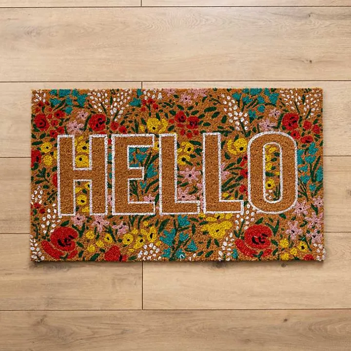 Hello Floral Coir Doormat
