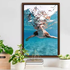 Hello Turtle Framed Canvas Art Print