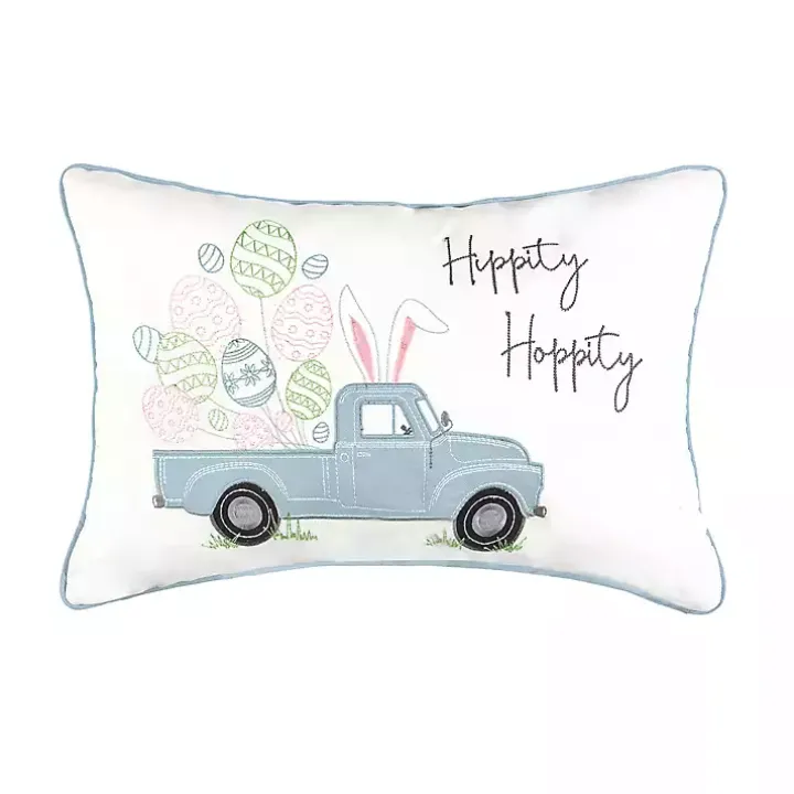 Hippity Hoppity Blue Truck Accent Pillow