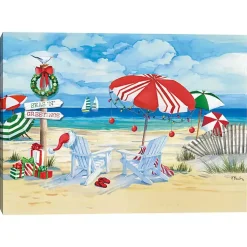 Holiday Beach Signs Coastal Christmas Canvas Print