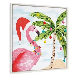 Holiday Flamingo Framed Canvas Art Print