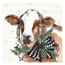 Holiday on the Farm Cow Canvas Art Print