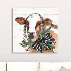 Holiday on the Farm Cow Canvas Art Print