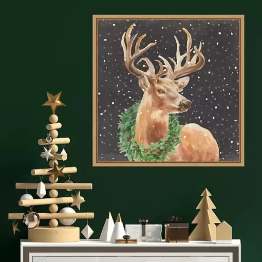Holiday Stag Framed Canvas Art Print