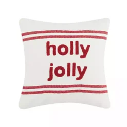 Holly Jolly Double Stripe Christmas Throw Pillow