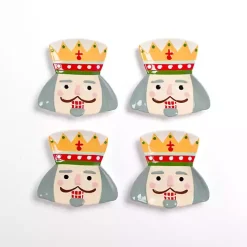 Holly Nutcracker Shaped Appetizer Plates, Set of 4
