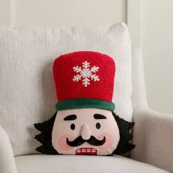 Holly Nutcracker Shaped Pillow