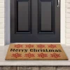 Holly Red Snowflake Christmas Doormat
