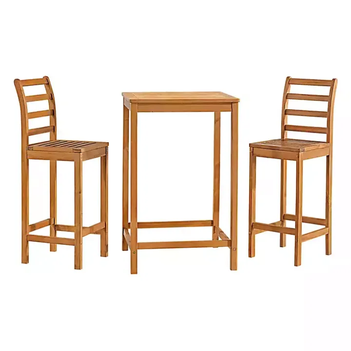 Honey Acacia Wood Bar Height 3-pc. Bistro Set