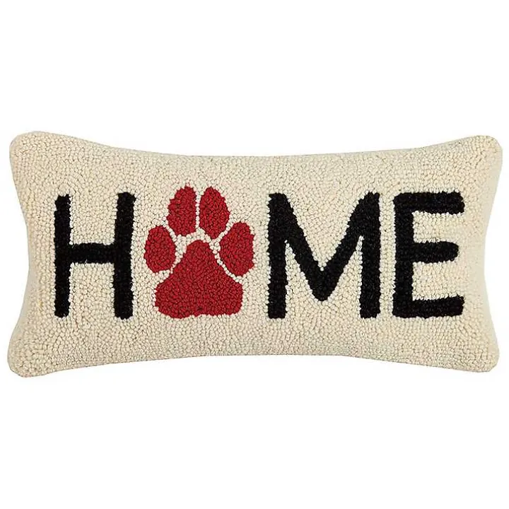 Hooked Home Paw Print Lumbar Pillow