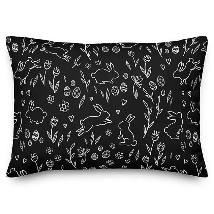 Hop On In Bunny Pattern Outdoor Throw Pillow