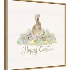 Hoppy Easter Bunnies Framed Canvas Art Print