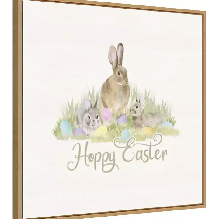 Hoppy Easter Bunnies Framed Canvas Art Print