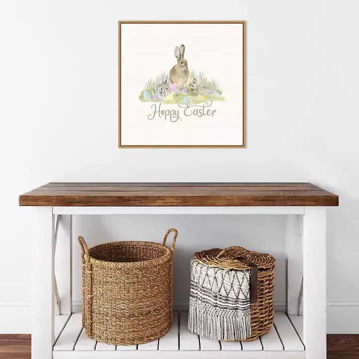 Hoppy Easter Bunnies Framed Canvas Art Print