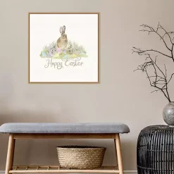 Hoppy Easter Bunnies Framed Canvas Art Print