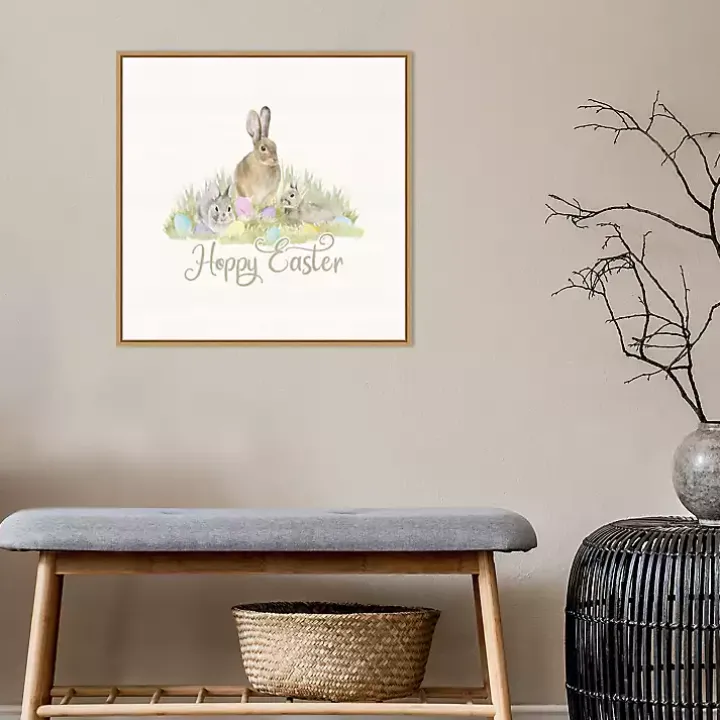 Hoppy Easter Bunnies Framed Canvas Art Print