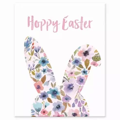 Hoppy Easter Floral Bunny Table Canvas Art Print